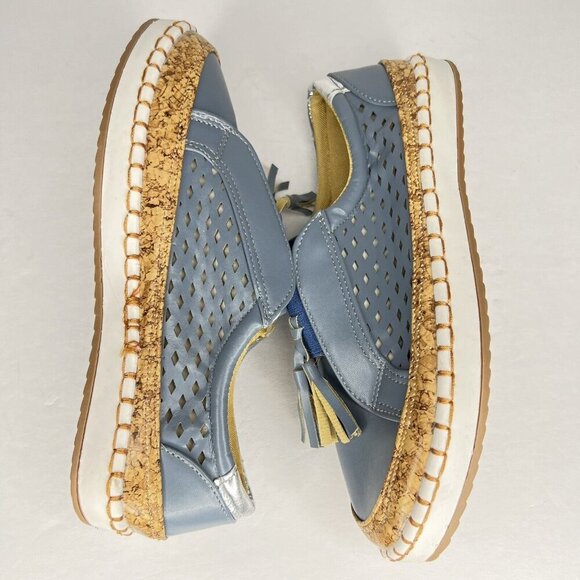 Breathable Light Weight Sky Blue Casual Sneaker Cork Like Accent Womens Size 7 - Picture 6 of 9